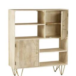 Wyld Haus Bali Light Gold Display Cabinet 2 Doors 4 Shelves in Brown - thumbnail 4