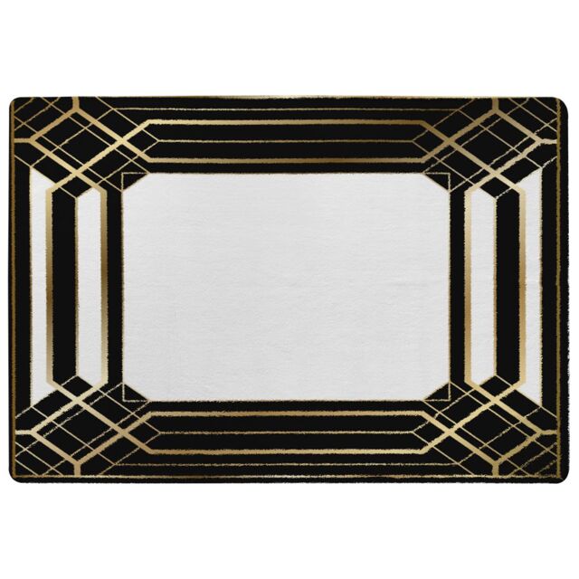 Benjamin Tate Design Art Deco Black Frame Designer Rug in Natural - Size: Large - image 1