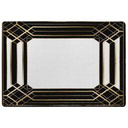 Benjamin Tate Design Art Deco Black Frame Designer Rug in Natural - Size: Large - thumbnail 1