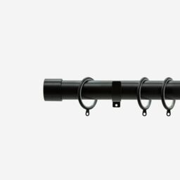 New Edge Blinds Matt Black 28mm End Cap Fixed Length Metal Curtain Pole in Jet Black - Size: 85 cm - thumbnail 1