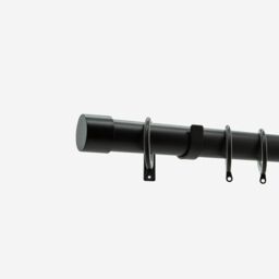 New Edge Blinds Matt Black 28mm End Cap Fixed Length Metal Curtain Pole in Jet Black - Size: 85 cm - thumbnail 2