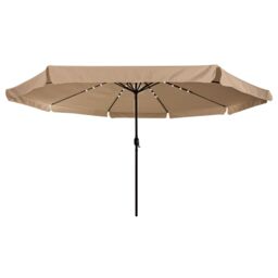 Berkfield Home Garden Umbrella with LED Lights 395x245 cm Taupe - thumbnail 3