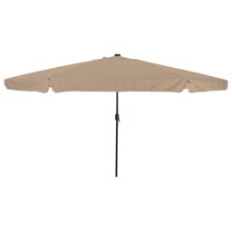 Berkfield Home Garden Umbrella with LED Lights 395x245 cm Taupe - thumbnail 1