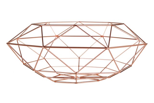 Orsina Geometric Green Finish Fruit Basket, Functional Design Unique Fruit Basket, Contemporary Fruit Basket in Copper - image 1