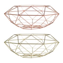 Orsina Geometric Green Finish Fruit Basket, Functional Design Unique Fruit Basket, Contemporary Fruit Basket in Copper - thumbnail 2