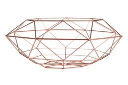 Orsina Geometric Green Finish Fruit Basket, Functional Design Unique Fruit Basket, Contemporary Fruit Basket in Copper - thumbnail 1