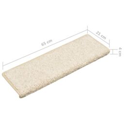 Berkfield Home Carpet Stair Treads 15 pcs 65x21x4 cm White - Size: Medium - thumbnail 6