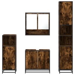 Berkfield Home 4¬†Piece Bathroom Furniture Set¬†Smoked Oak Engineered Wood in Brown - thumbnail 5