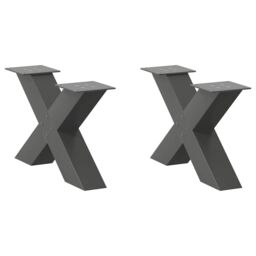 Berkfield Home Coffee Table Legs X-Shaped 2 pcs Anthracite 50x(30-31) cm Steel in Black - thumbnail 1