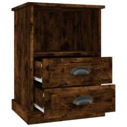Berkfield Home Elegant Bedside Cabinet Smoked Oak 43x36x60 cm in Brown - Size: 43 x 36 x 60 cm - thumbnail 7