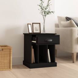 Berkfield Home Elegant Bedside Cabinet Black 43x36x50 cm - Size: 43 x 36 x 50 cm - thumbnail 1