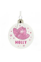 Personalised Memento Company Women's Personalised Cowgirl Hat Christmas Bauble in Clear
