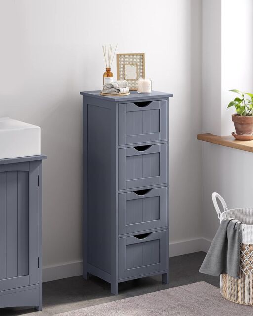 VASAGLE Compact Bathroom Floor Cabinet with 4 Drawers Freestanding in Dark Grey - image 1