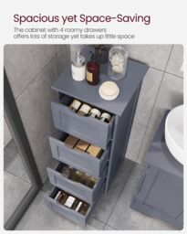 VASAGLE Compact Bathroom Floor Cabinet with 4 Drawers Freestanding in Dark Grey - thumbnail 3