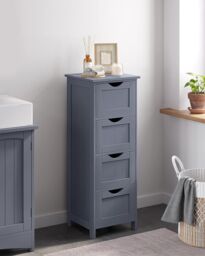 VASAGLE Compact Bathroom Floor Cabinet with 4 Drawers Freestanding in Dark Grey - thumbnail 1