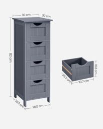 VASAGLE Compact Bathroom Floor Cabinet with 4 Drawers Freestanding in Dark Grey - thumbnail 2