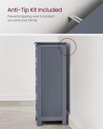 VASAGLE Compact Bathroom Floor Cabinet with 4 Drawers Freestanding in Dark Grey - thumbnail 5