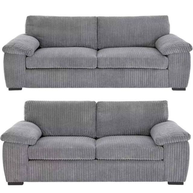 Bliss Furniture Jumbo Cord 3+2 Seater Sofa Set with Soft Fabric in Grey Colour - Size: 5 Pack - image 1