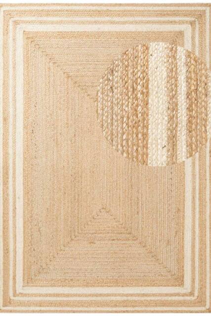 THE RUGS Braided Jute Nuru Reversible Living Room Bordered Rug in Beige - Size: 200 cm x 300 cm - image 1