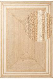 THE RUGS Braided Jute Nuru Reversible Living Room Bordered Rug in Beige - Size: 200 cm x 300 cm