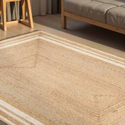 THE RUGS Braided Jute Nuru Reversible Living Room Bordered Rug in Beige - Size: 200 cm x 300 cm - thumbnail 2