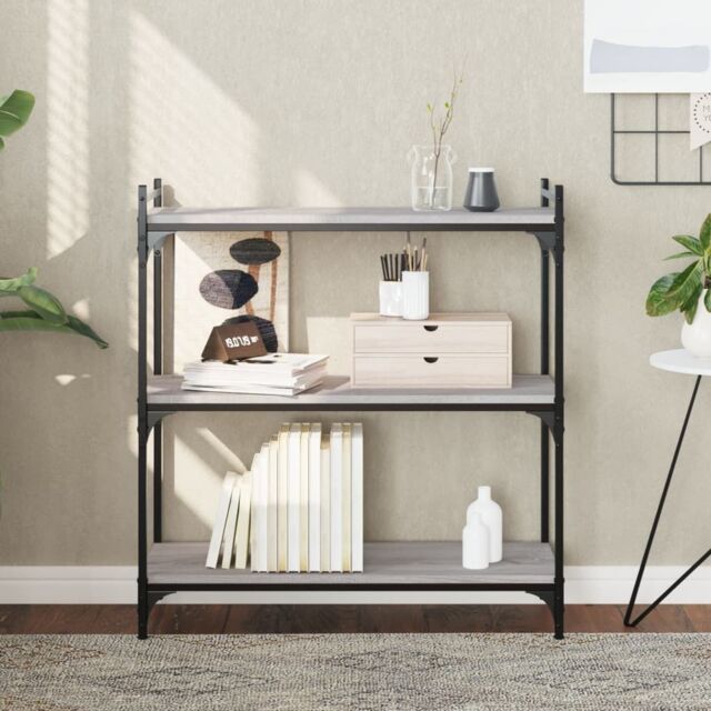 Berkfield Home Bookcase 3-Tier Grey Sonoma 80x30x86 cm Engineered Wood - Size: 80 x 30 x 86 cm - image 1