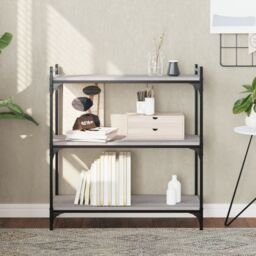 Berkfield Home Bookcase 3-Tier Grey Sonoma 80x30x86 cm Engineered Wood - Size: 80 x 30 x 86 cm - thumbnail 1