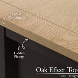 Christow Coffee Table Oak Effect Top Cupboards Shelves 40x115x60cm in Charcoal - Size: 40 x 115 x 60 cm - thumbnail 5