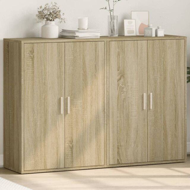 Berkfield Home Sideboards 2 pcs Sonoma Oak 60x31x84 cm Engineered Wood in Brown - Size: 60 x 31 x 84 cm - image 1