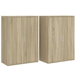 Berkfield Home Sideboards 2 pcs Sonoma Oak 60x31x84 cm Engineered Wood in Brown - Size: 60 x 31 x 84 cm - thumbnail 2