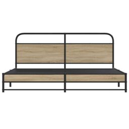 Berkfield Home Metal Bed Frame without Mattress Smoked Oak 180x200 cm Super King in Brown - thumbnail 5