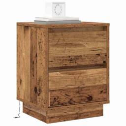 Berkfield Home Bedside Cabinets with LED Lights 2 pcs Old Wood 39x34.5x50 cm in Brown - thumbnail 3