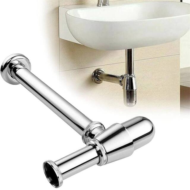 Nordara Bathroom Standard Basin Sink Chrome Round Bottle Trap Waste in Silver - image 1
