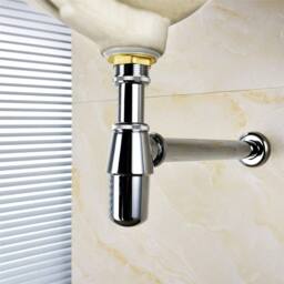 Nordara Bathroom Standard Basin Sink Chrome Round Bottle Trap Waste in Silver - thumbnail 3