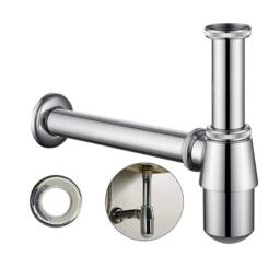 Nordara Bathroom Standard Basin Sink Chrome Round Bottle Trap Waste in Silver - thumbnail 5