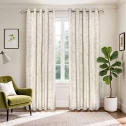 New Edge Blinds Wisteria Textured Eyelet Curtains in Natural - Size: 168 cm width x 137 cm drop