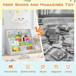 Gymax Kids 5-Tier Bookshelf Children Bookcase Magazine Storage Display Rack in White - thumbnail 6