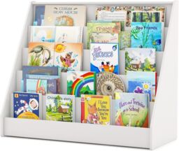 Gymax Kids 5-Tier Bookshelf Children Bookcase Magazine Storage Display Rack in White - thumbnail 1