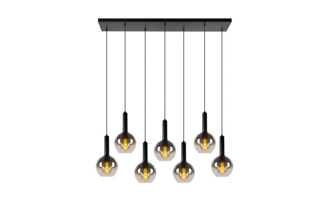 Lucide 'MARIUS' Dimmable Adjustable Indoor Stylish Bar Pendant Light 7xE27 in Black - image 1