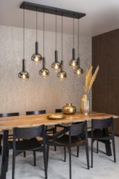 Lucide 'MARIUS' Dimmable Adjustable Indoor Stylish Bar Pendant Light 7xE27 in Black - thumbnail 3
