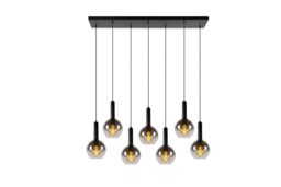 Lucide 'MARIUS' Dimmable Adjustable Indoor Stylish Bar Pendant Light 7xE27 in Black - thumbnail 1