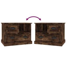Berkfield Home Elegant Bedside Cabinet Smoked Oak 60x39x45 cm in Brown - Size: 60 x 39 x 45 cm - thumbnail 9