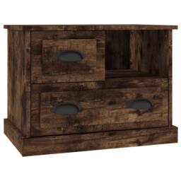 Berkfield Home Elegant Bedside Cabinet Smoked Oak 60x39x45 cm in Brown - Size: 60 x 39 x 45 cm - thumbnail 3