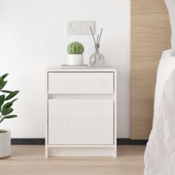 Berkfield Home Bedside Cabinet White 40x31x50 cm Solid Pinewood - Size: 40 x 31 x 50 cm - thumbnail 3