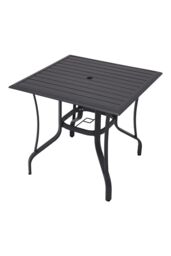 Garden Sanctuary Garden Metal Slatted Dining Coffee Table in Black - Size: Large - thumbnail 4