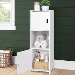 EONLION Waterproof Bathroom Storage Cabinet Free Standing Cabinet Unit in White - thumbnail 1