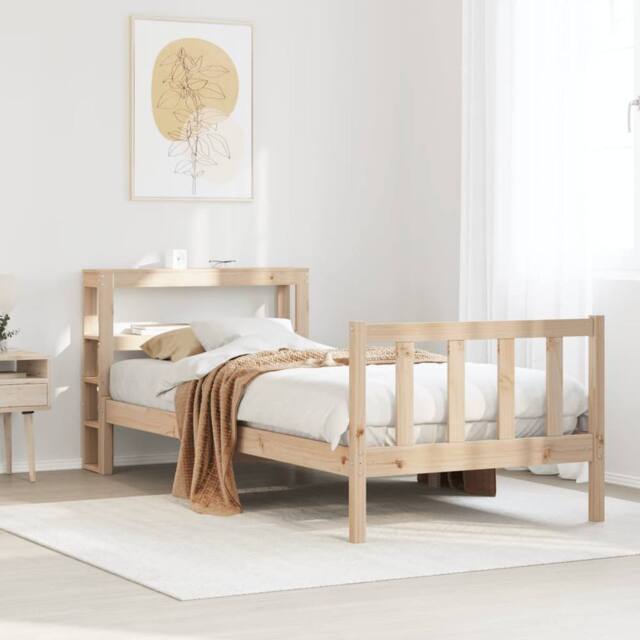 Berkfield Home Bed Frame without Mattress 75x190 cm Small Single Solid Wood Pine in Brown - image 1