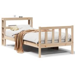 Berkfield Home Bed Frame without Mattress 75x190 cm Small Single Solid Wood Pine in Brown - thumbnail 2