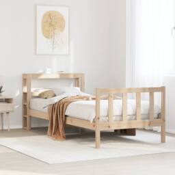 Berkfield Home Bed Frame without Mattress 75x190 cm Small Single Solid Wood Pine in Brown - thumbnail 1