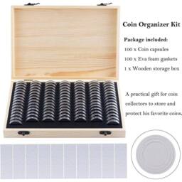 NESTLUNE 100Pcs Coins Display Storage Box Case Capsules Wooden in Natural - Size: 500mm - thumbnail 5